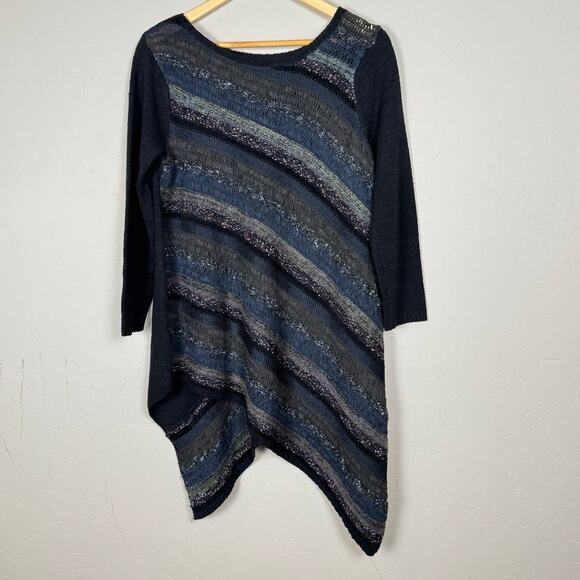 VTG Curio Women's Size Small Wool Blend Asymmetrical Sheer Sweater Lagenlook - Picture 1 of 11